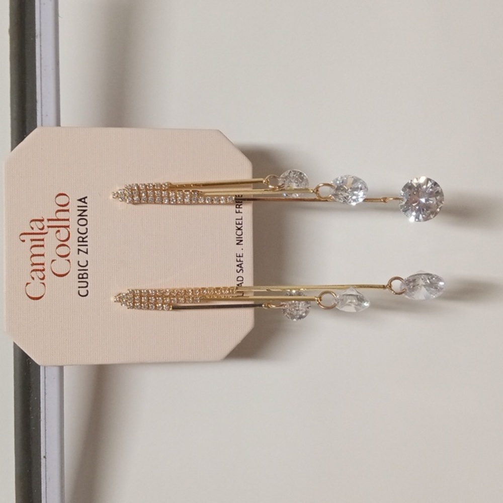 Cubic Zirconia Earrings Dangle Drop Post Pierced Earrings Camila Coelho